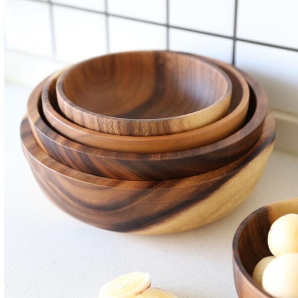 Kitchen Natural Wooden Bowls - Image 3