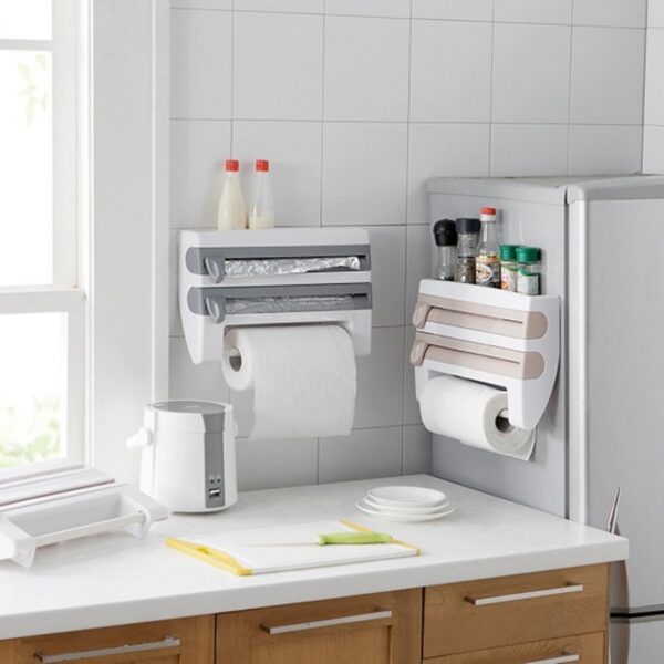 4-in-1 Kitchen Roll Holder & Dispenser for Foil, Wrap & Paper Towels
