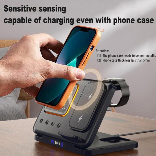 Wireless Charging Station - 15W Fast Charge + Digital Alarm Clock - Image 4