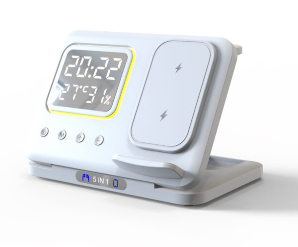 Wireless Charging Station - 15W Fast Charge + Digital Alarm Clock - Image 10