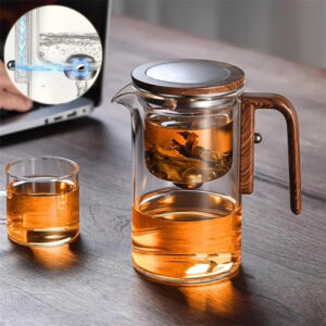 Premium Glass Tea Pot with Inner Filter - Instant Magnetic Water Separation Design