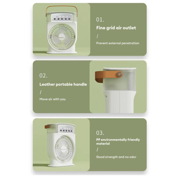 Portable USB Air Conditioner Cooling Fan With 5 Sprays 7 Color Light 600ML Water Tank Spray Mist Air Cooler Humidifiers - Image 10