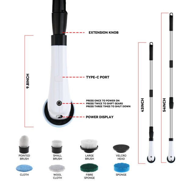 Electric Cleaning Brush Household Multi-functional 7-in-1 Toilet Bathroom Cleaning Brush - Image 3