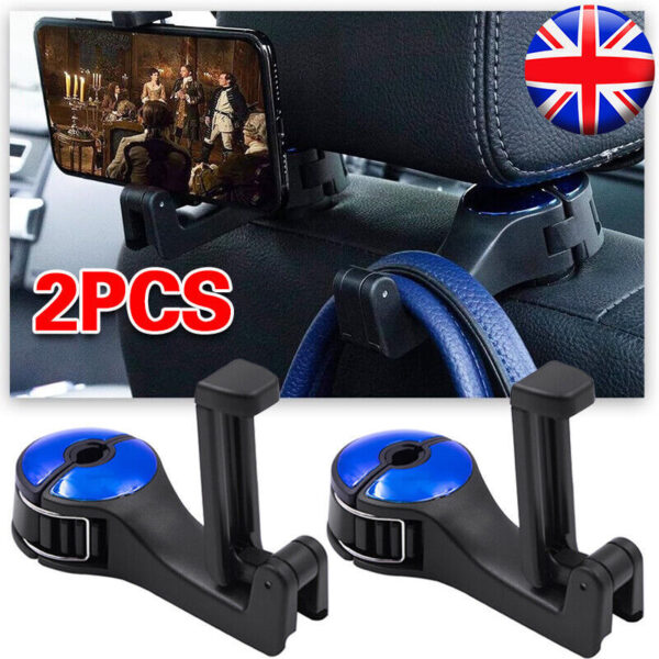 2X Car Seat Back Hooks Bag Storage Headrest Hook Hanger Phone Holder Bracket UK - Image 5