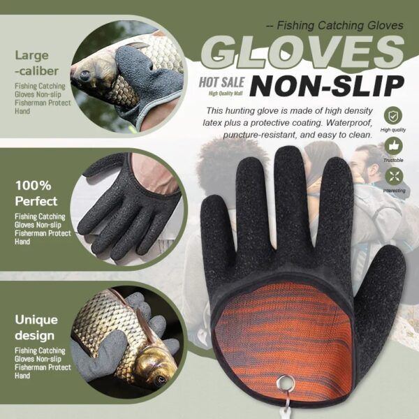 Fishing Gloves Anti-Slip Protect Hand From Puncture Scrapes Fisherman Professional Catch Fish Latex Hunting Gloves Left Right - Image 6