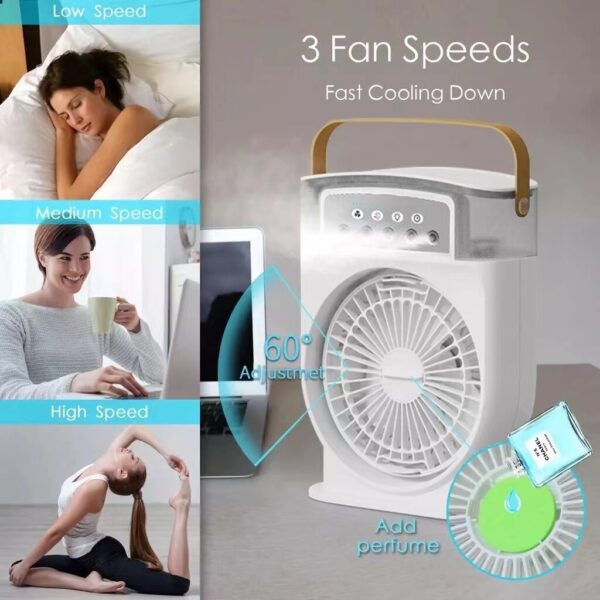 Portable USB Air Conditioner Cooling Fan With 5 Sprays 7 Color Light 600ML Water Tank Spray Mist Air Cooler Humidifiers - Image 9