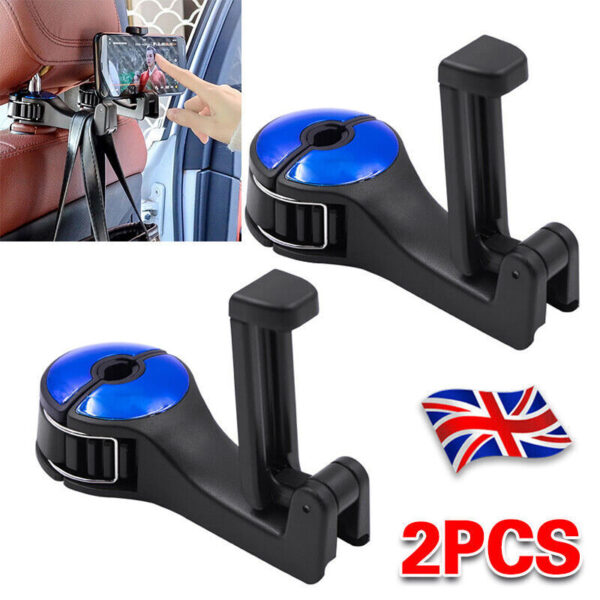 2X Car Seat Back Hooks Bag Storage Headrest Hook Hanger Phone Holder Bracket UK - Image 6