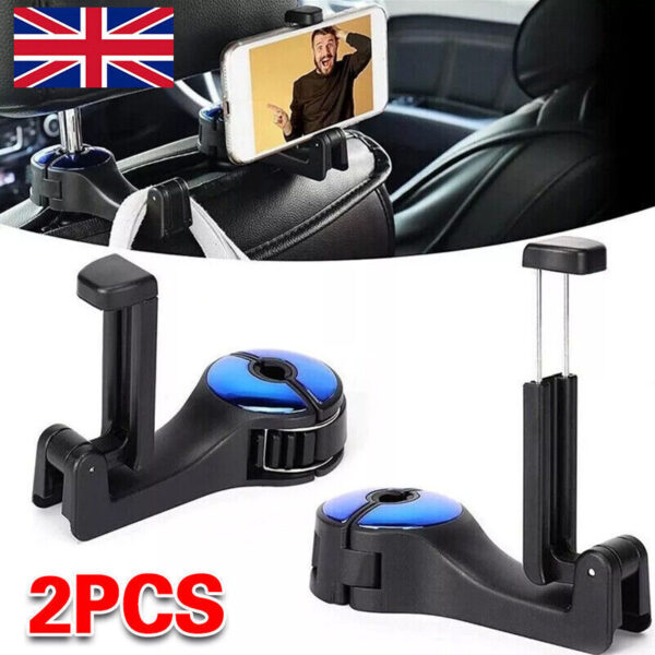 2X Car Seat Back Hooks Bag Storage Headrest Hook Hanger Phone Holder Bracket UK - Image 4