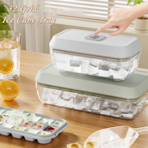32-Grid Silicone Ice Cube Tray with Lid and Shovel
